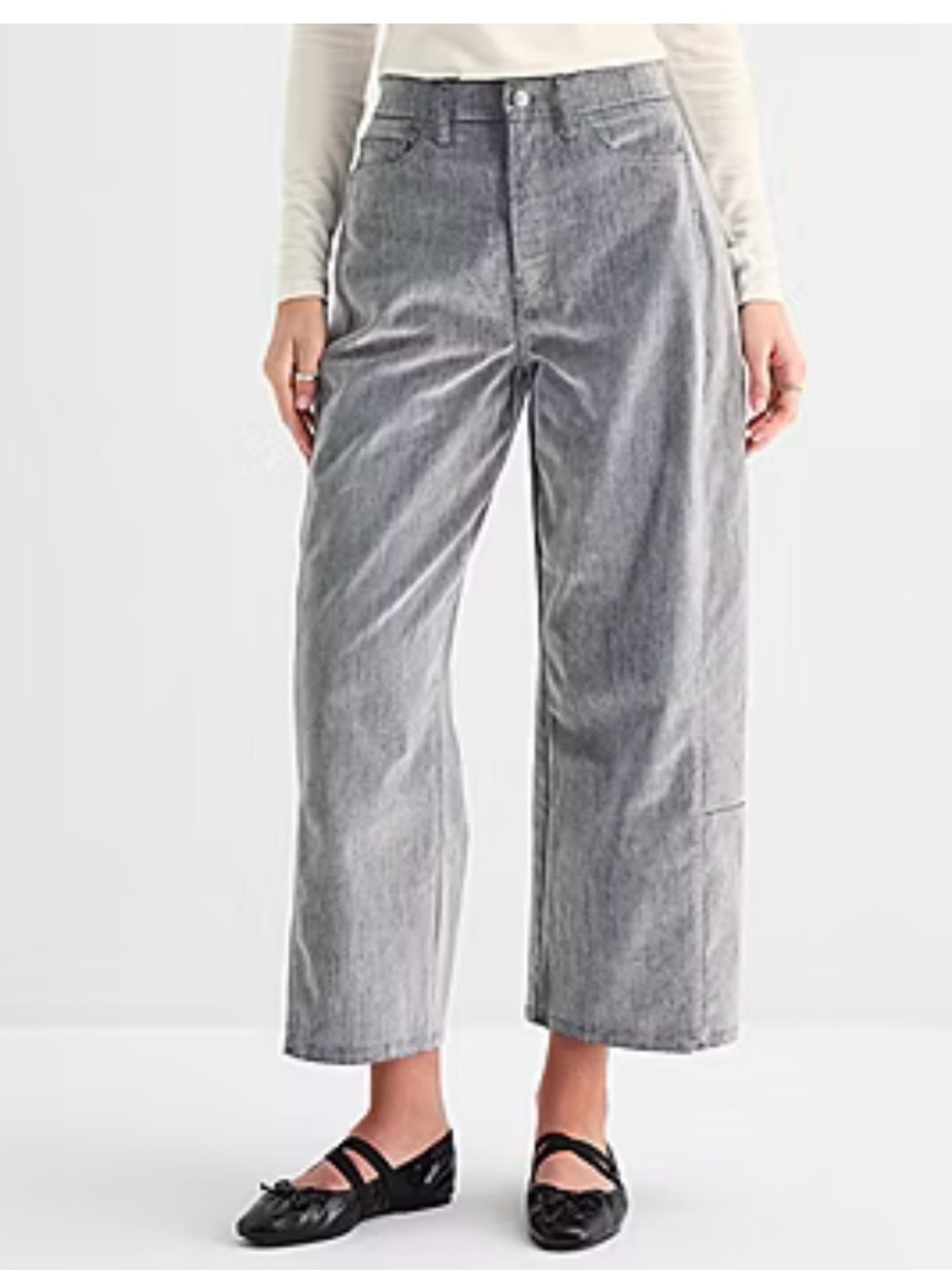 NWT a.n.a Highest Rise Barrel Jeans in Stone Grey Flocked - Size 14